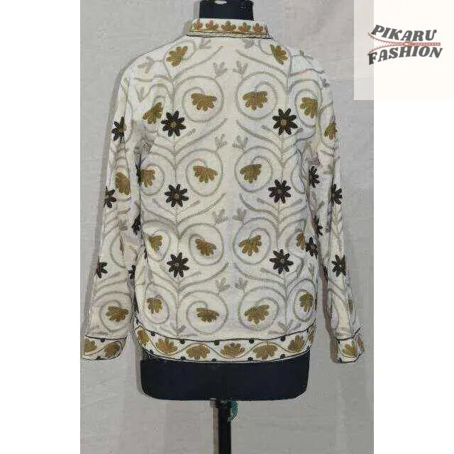 Handcrafted Kashmiri Suzani Embroidered Wool Jacket – Boho Chic Winter Wear
