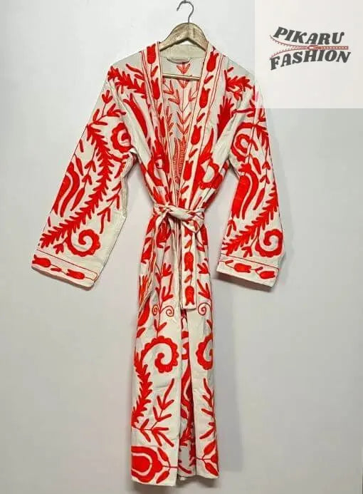 Handcrafted Suzani Embroidered Long Coat β Boho Ethnic Winter Jacket