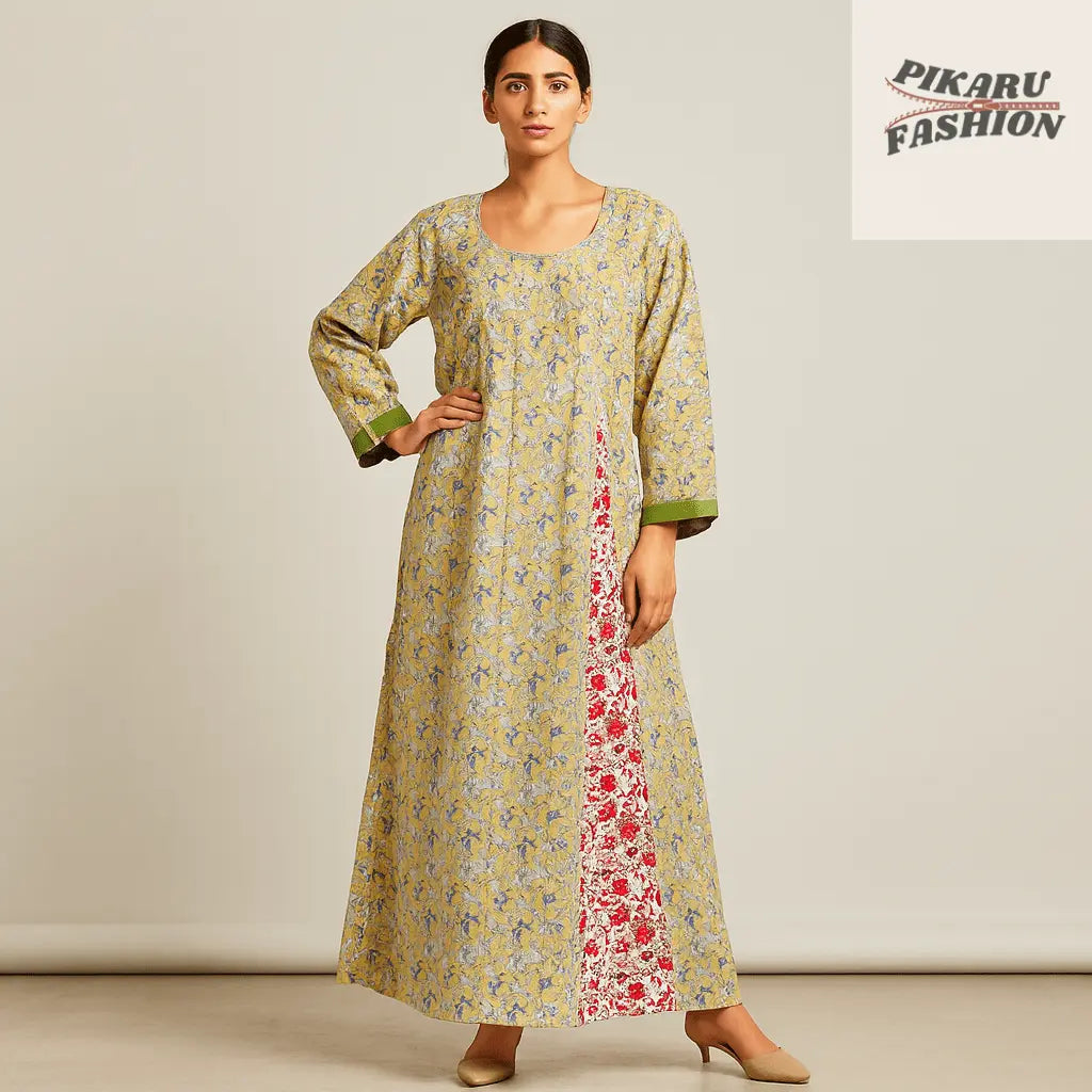 ๐ธ Floral Block Print Maxi Dress - PIKARU FASHION