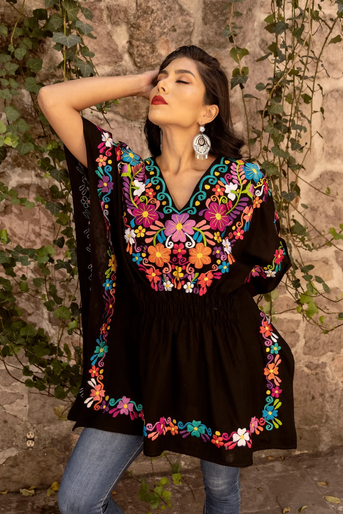 Traditional Mexican Blouse. Boho Chic. Artisanal Ethnic Top. Colorful Mexican Blouse. Floral Embroidered Blouse. Latina Style