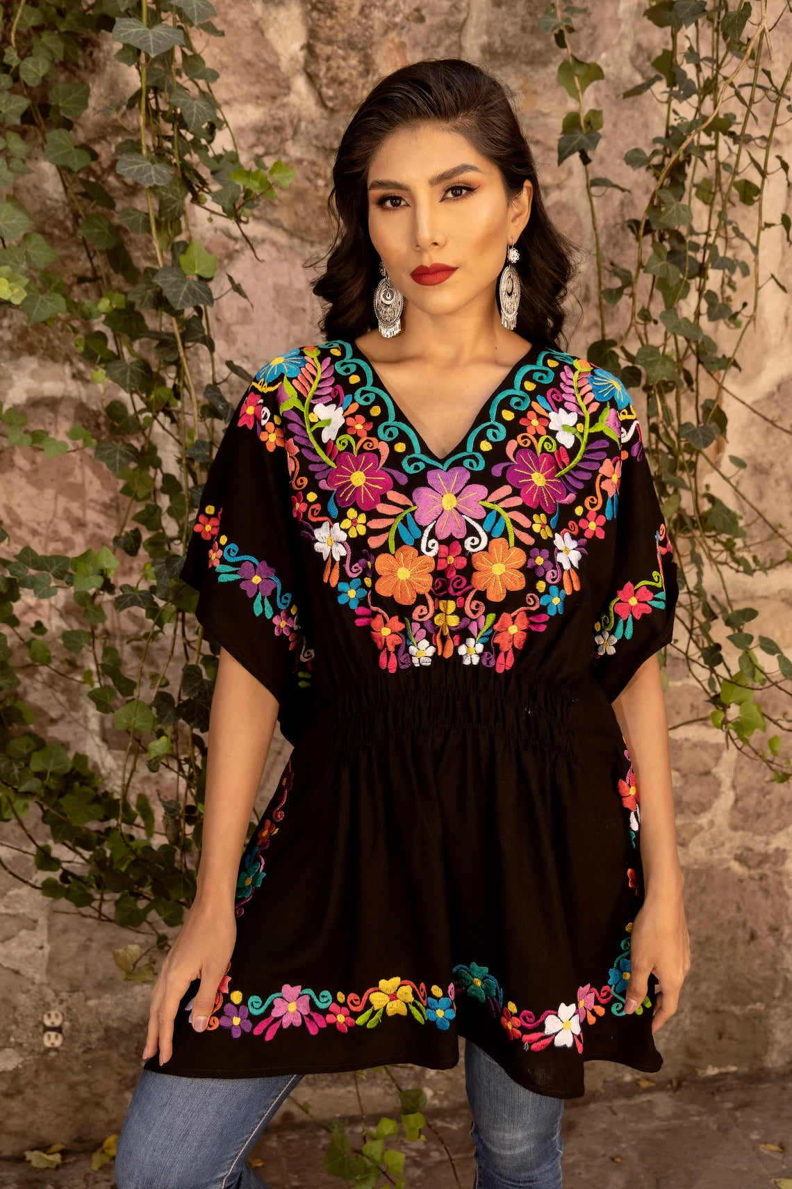Traditional Mexican Blouse. Boho Chic. Artisanal Ethnic Top. Colorful Mexican Blouse. Floral Embroidered Blouse. Latina Style