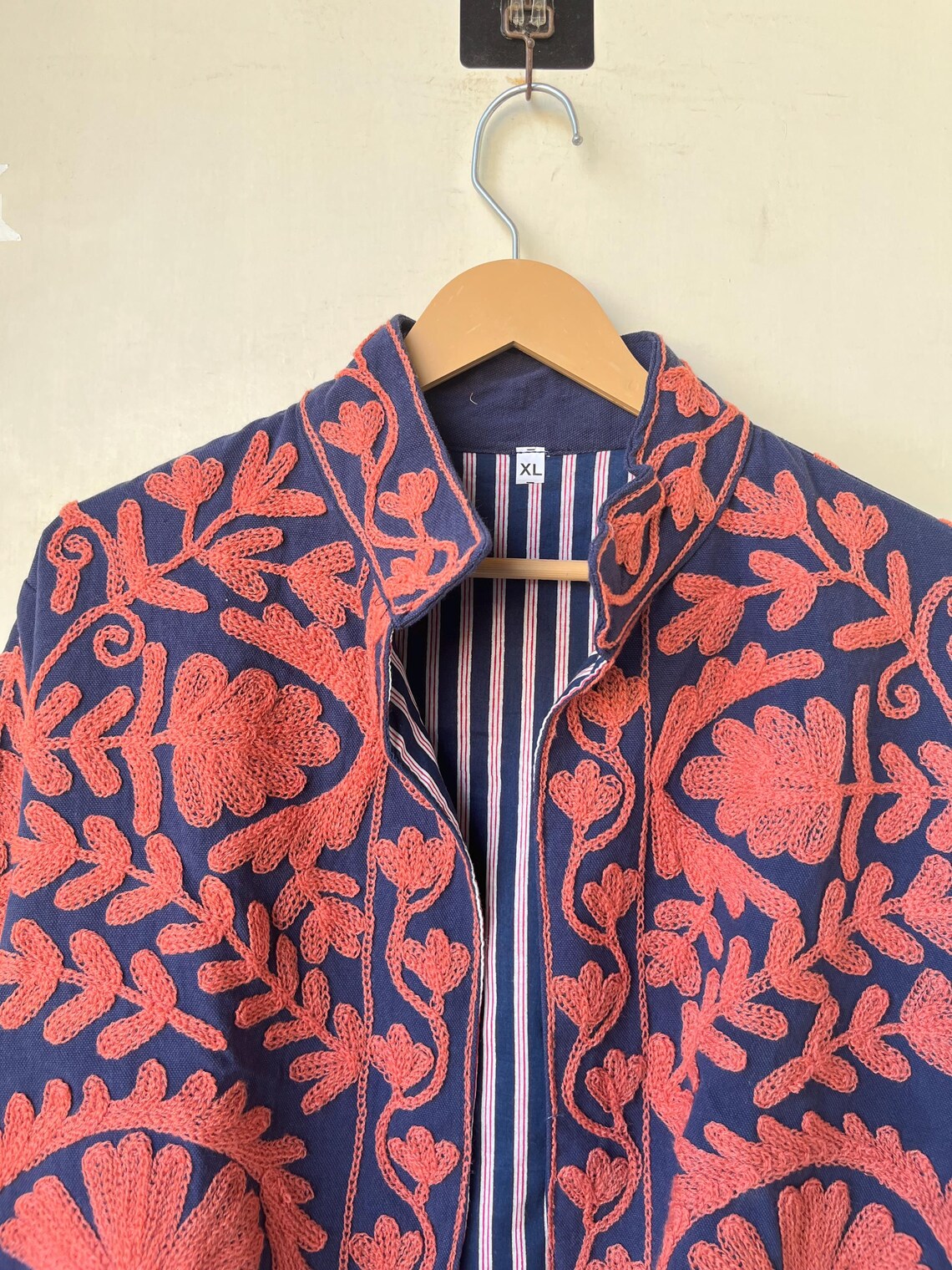 Indian Suzani Embroidery Jacket, Cotton Suzani Coat, Winter Wear Jacket Coat, Suzani Short Jacket, Hand Embroidered Jacket For Women