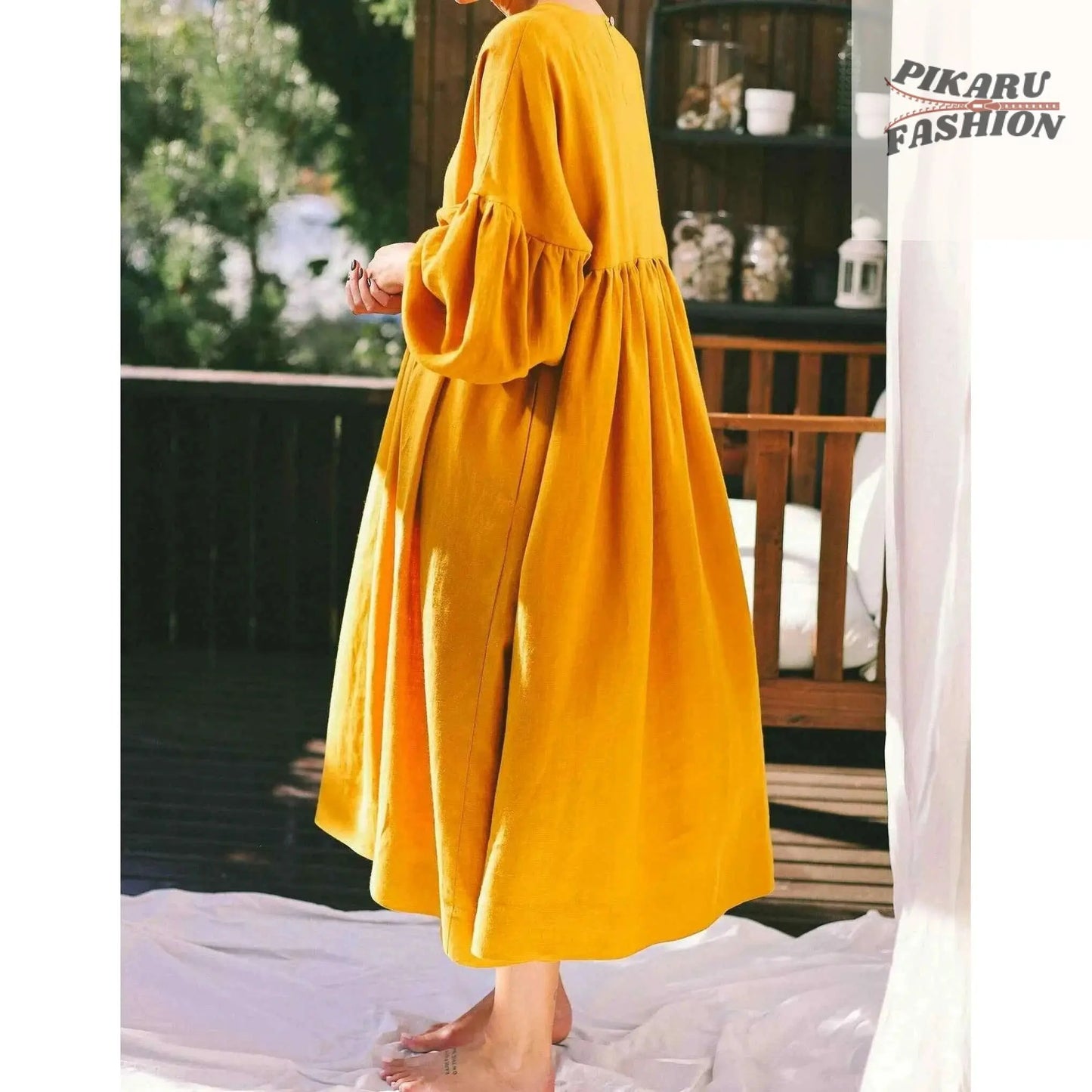 Oversized Linen Dress - PIKARU FASHION