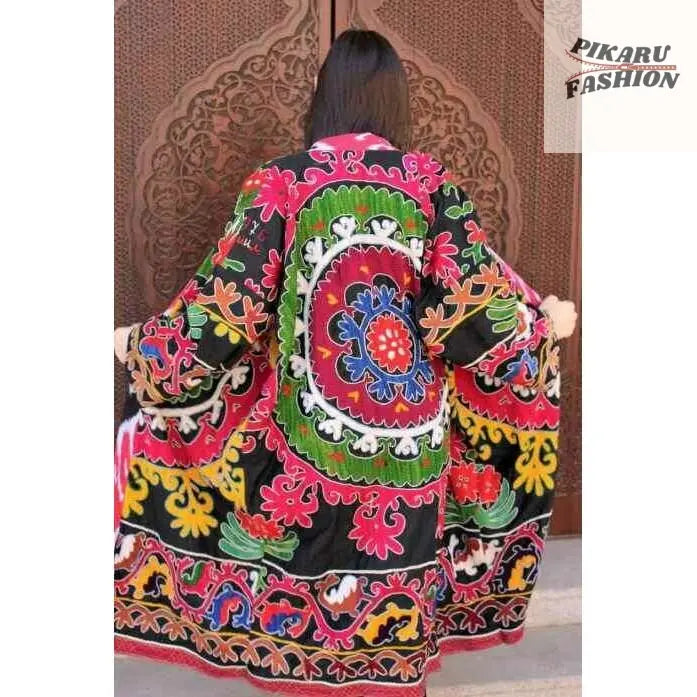 Bohemian Suzani Embroidered Kimono - PIKARU FASHION