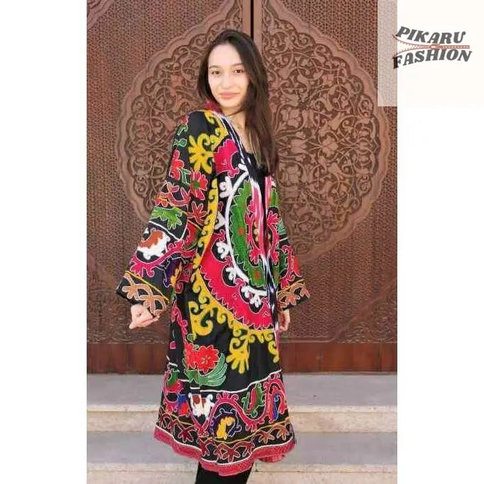 Bohemian Suzani Embroidered Kimono - PIKARU FASHION
