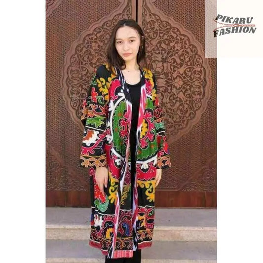 Bohemian Suzani Embroidered Kimono - PIKARU FASHION