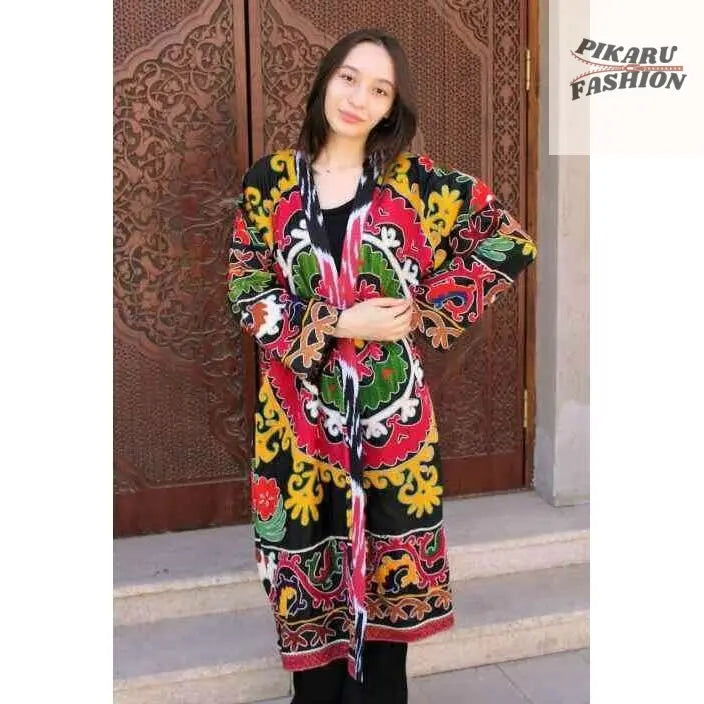 Bohemian Suzani Embroidered Kimono - PIKARU FASHION