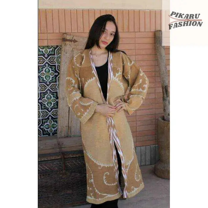 Bohemian Handcrafted Wool Long Coat - PIKARU FASHION
