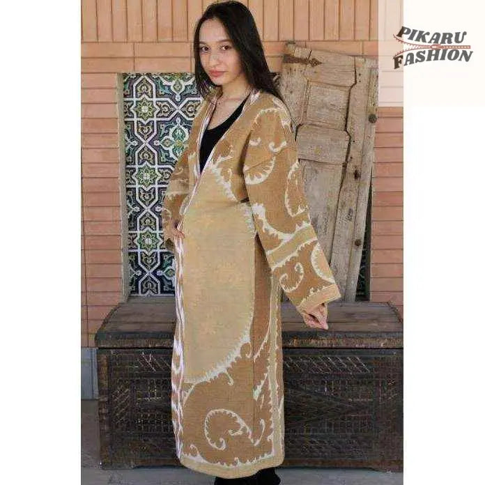 Bohemian Handcrafted Wool Long Coat - PIKARU FASHION