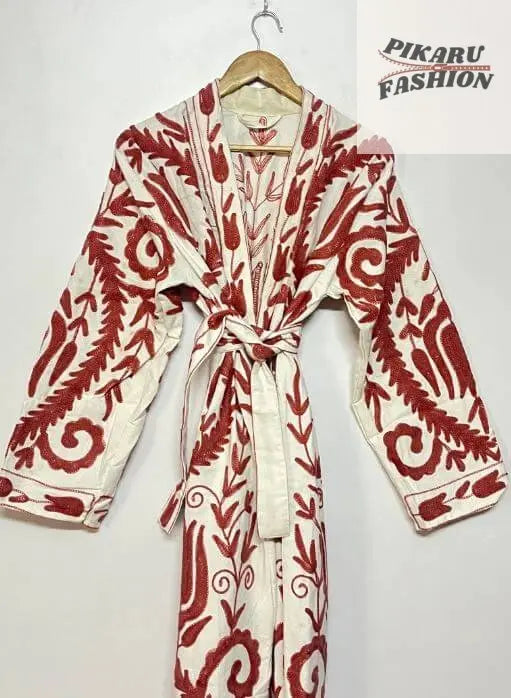 Suzani Embroidered Long Coat – Boho Ethnic Handmade Jacket