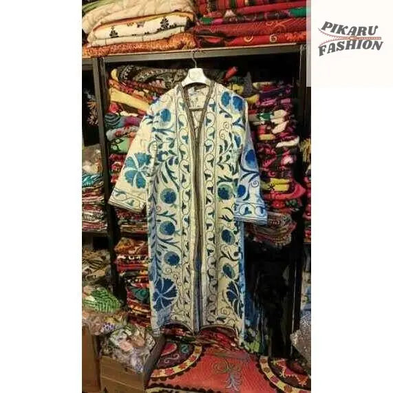 Handcrafted Kashmiri Suzani Long Coat - PIKARU FASHION