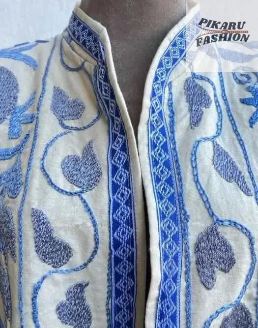 Handcrafted Blue Floral Kashmiri Embroidered Jacket