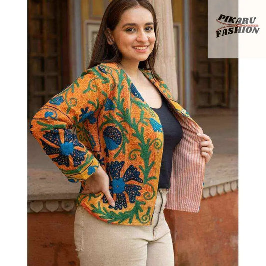 Handcrafted Boho Kantha Embroidered Jackets