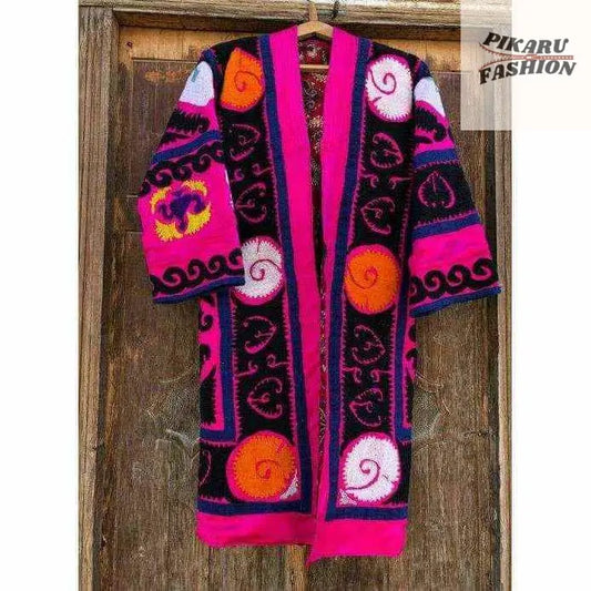 Bohemian Suzani Embroidered Kimono Jacket