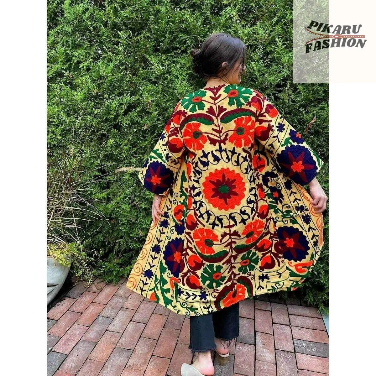 Suzani embroidery Kimono Coat - PIKARU FASHION