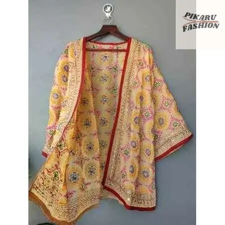 Vibrant Hand-Embroidered Mirror Work Jacket - PIKARU FASHION