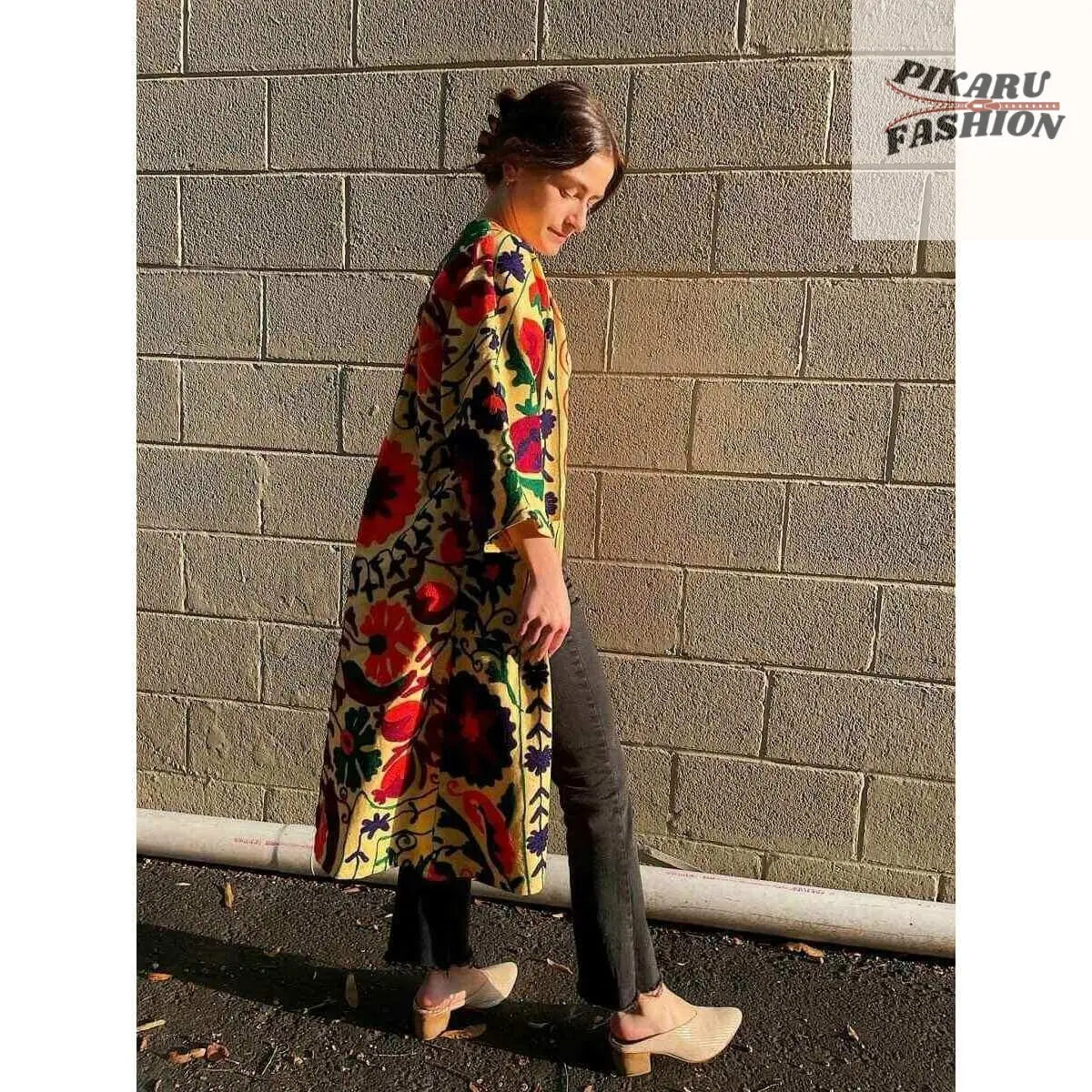Suzani embroidery Kimono Coat - PIKARU FASHION