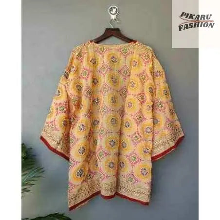Vibrant Hand-Embroidered Mirror Work Jacket - PIKARU FASHION