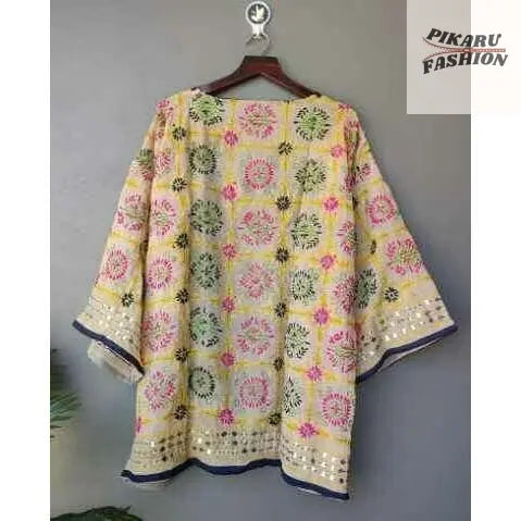 Vibrant Hand-Embroidered Mirror Work Jacket - PIKARU FASHION