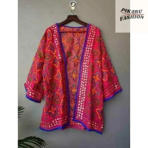 Vibrant Hand-Embroidered Mirror Work Jacket - PIKARU FASHION