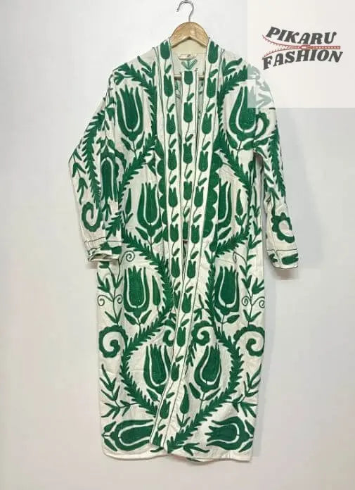Handcrafted Suzani Embroidered Long Coat – Boho Ethnic Winter Jacket