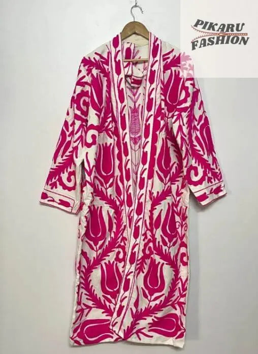 Handcrafted Suzani Embroidered Long Coat – Boho Ethnic Winter Jacket