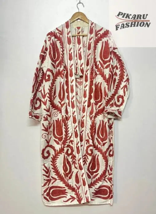 Handcrafted Suzani Embroidered Long Coat – Boho Ethnic Winter Jacket