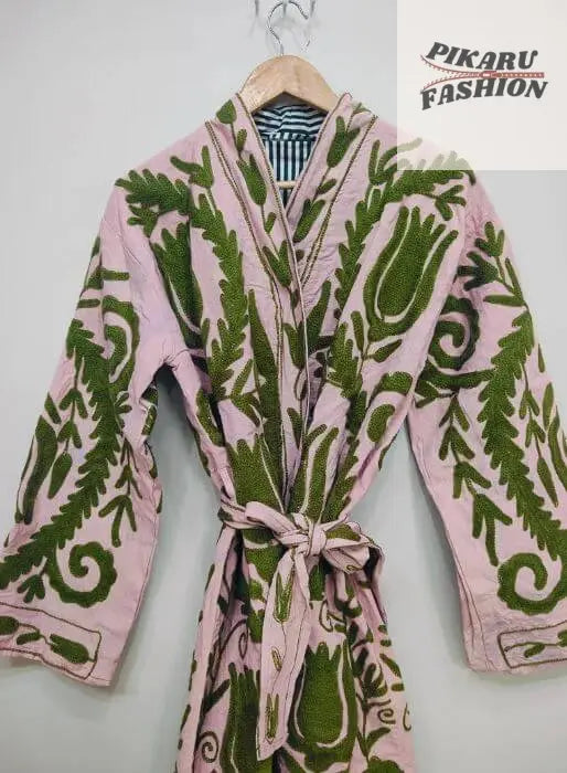 Handcrafted Suzani Coat – Pink & Olive