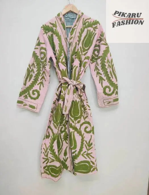 Handcrafted Suzani Coat – Pink & Olive