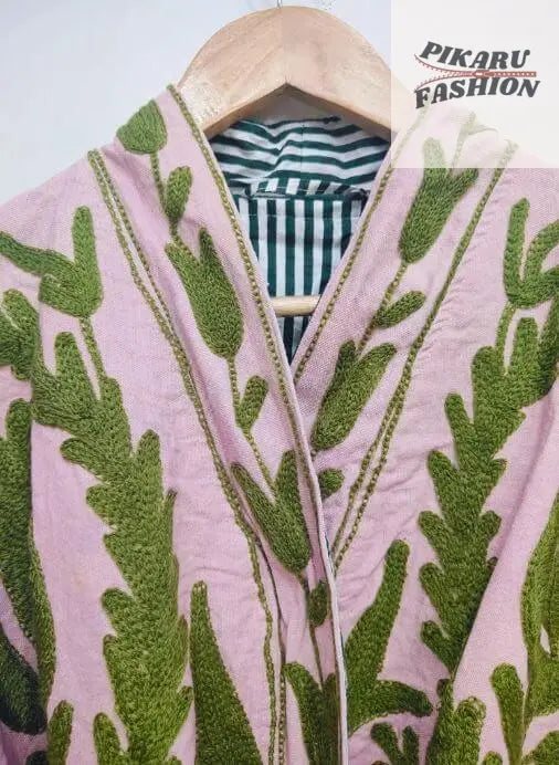 Handcrafted Suzani Coat – Pink & Olive