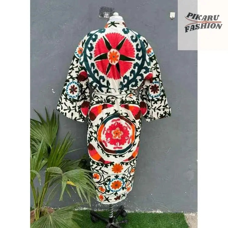 Handcrafted Kashmiri Embroidered Cotton Kimono Robe - PIKARU FASHION