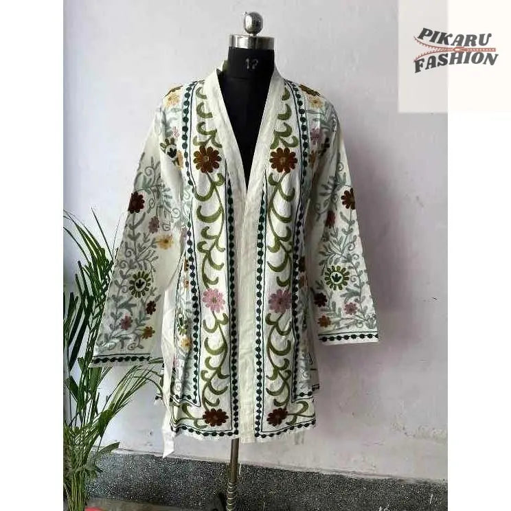 Handcrafted Kashmiri Embroidered Cotton Kimono Robe - PIKARU FASHION