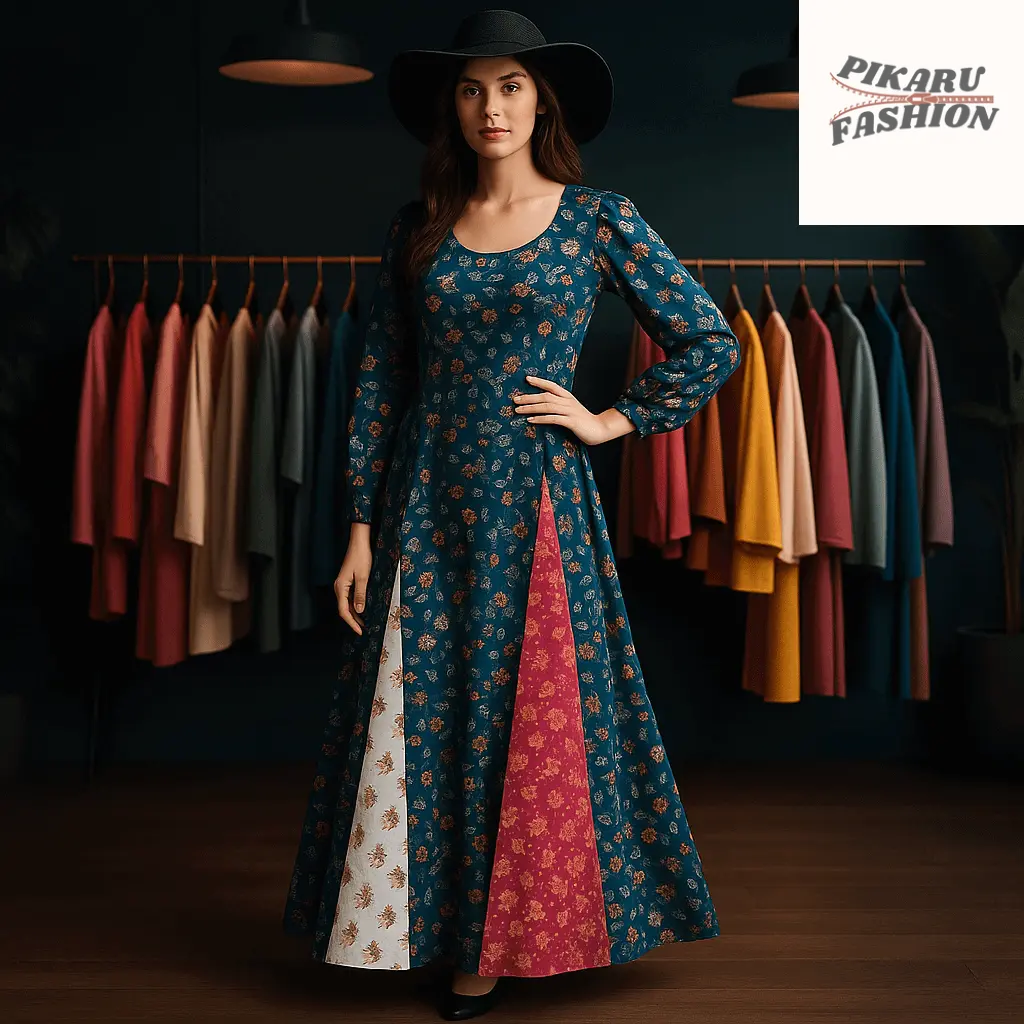 Floral Patchwork Maxi Dress - PIKARU FASHION