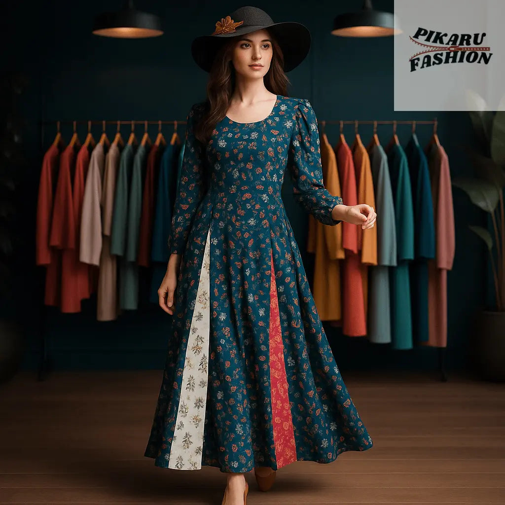 Floral Patchwork Maxi Dress - PIKARU FASHION