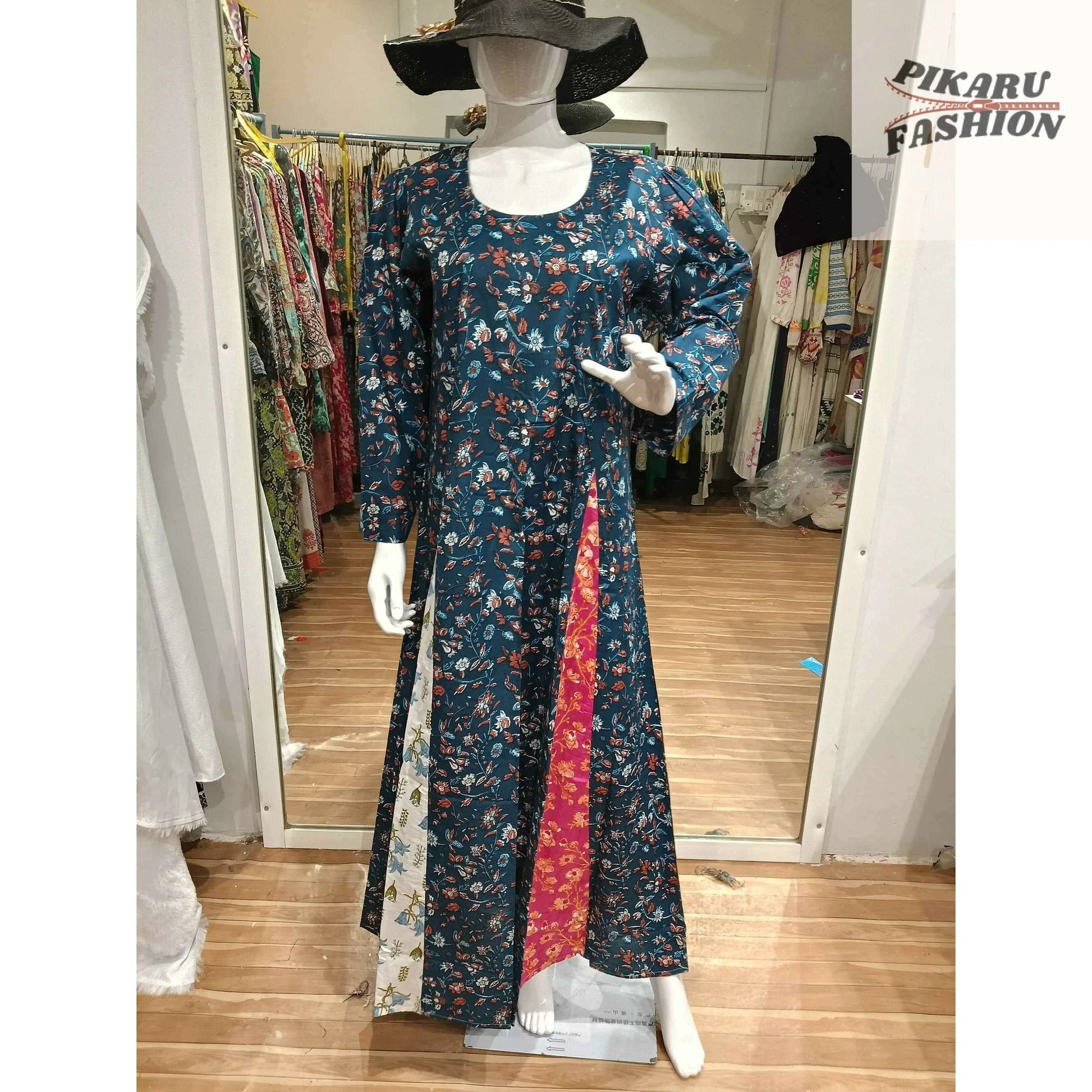 Floral Patchwork Maxi Dress - PIKARU FASHION