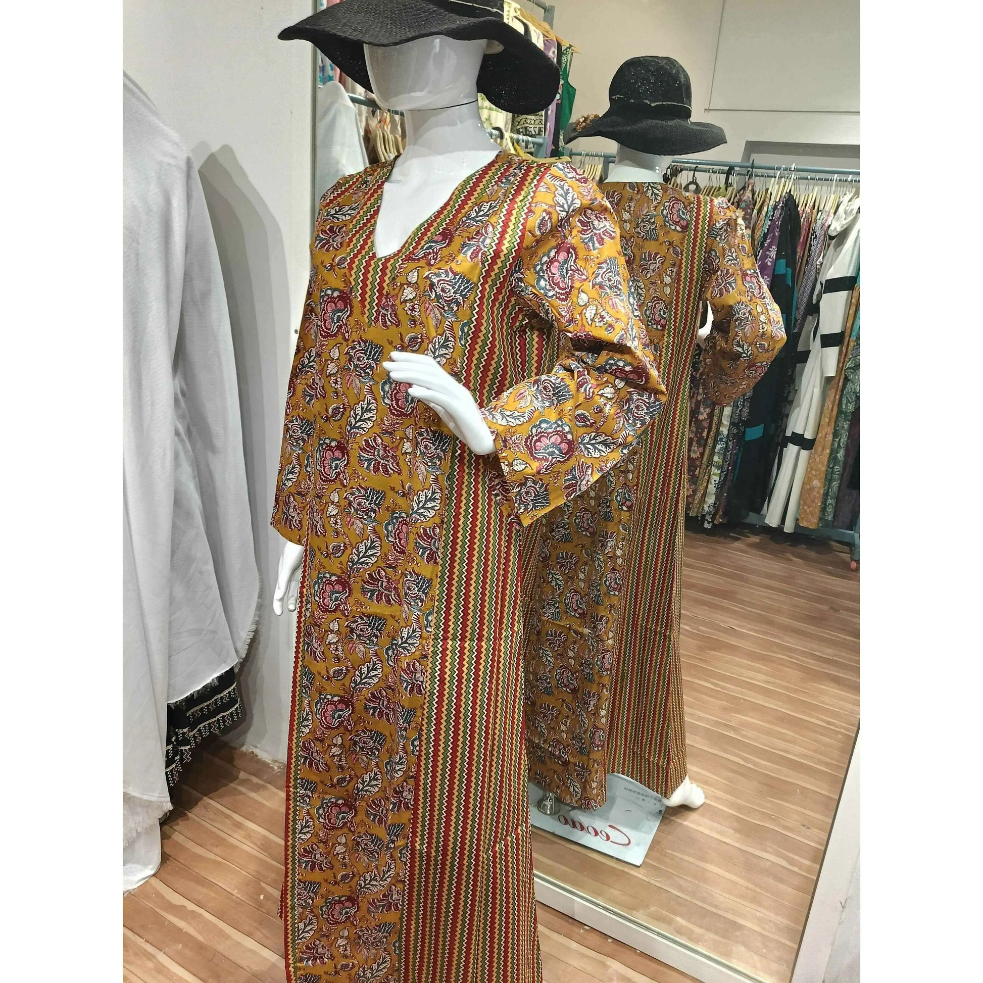 hand-block printed kaftan dress - PIKARU FASHION