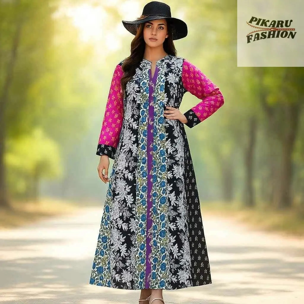 🌸 Floral Fusion Long Maxi Dress - PIKARU FASHION