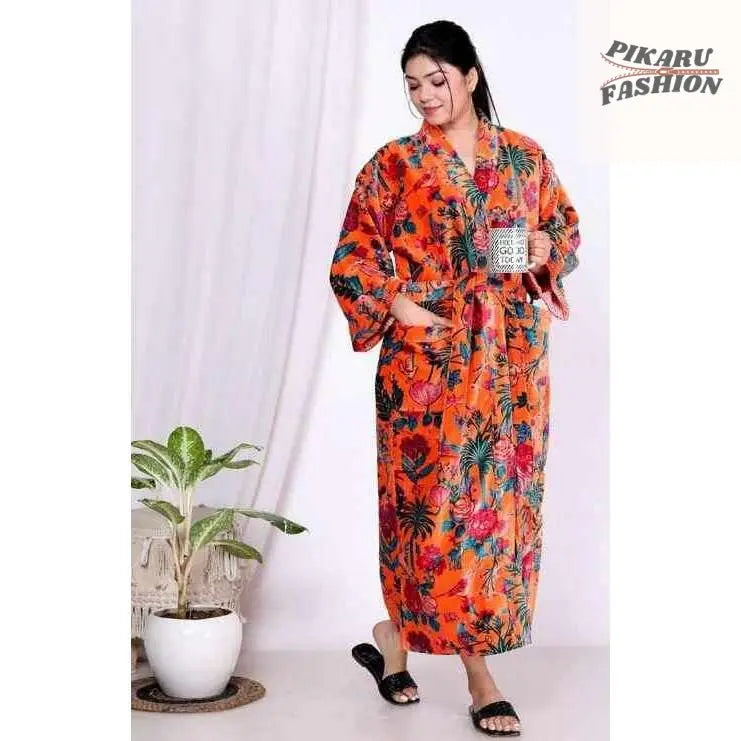 valvet Embroidered Long Kaftan - PIKARU FASHION