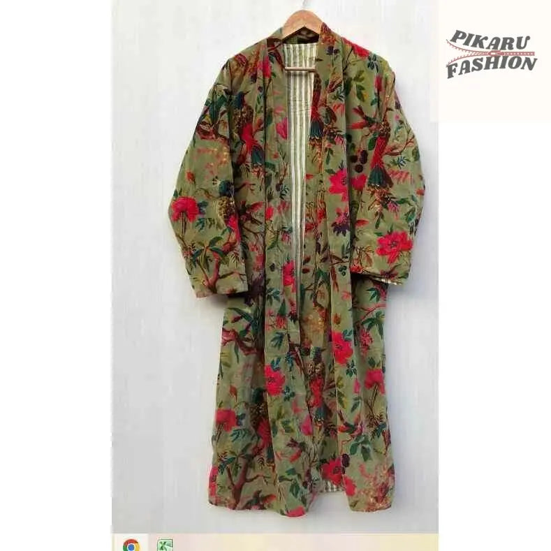 valvet Embroidered Long Kaftan - PIKARU FASHION