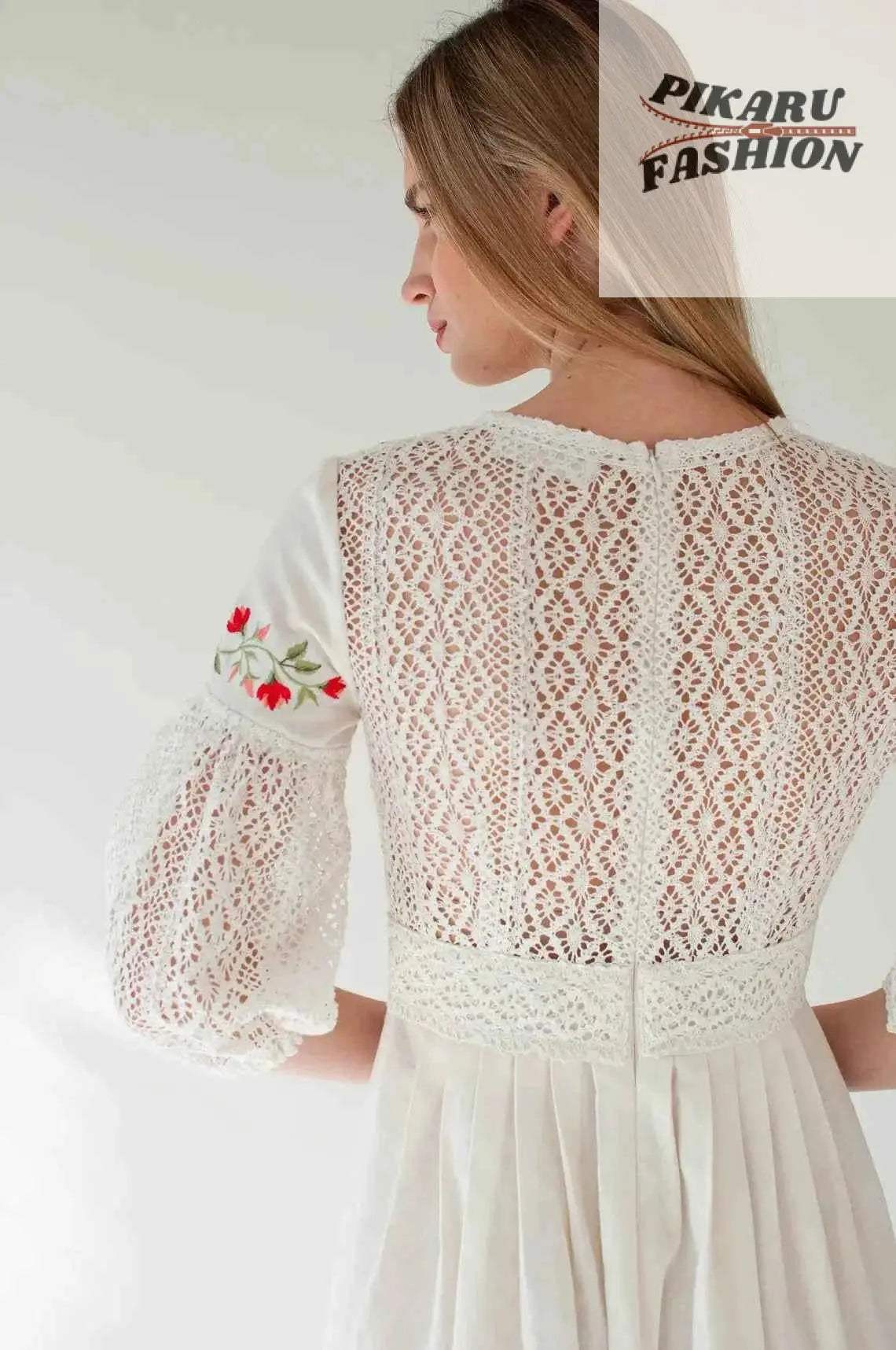 Vintage Boho Embroidered Lace Maxi Dress