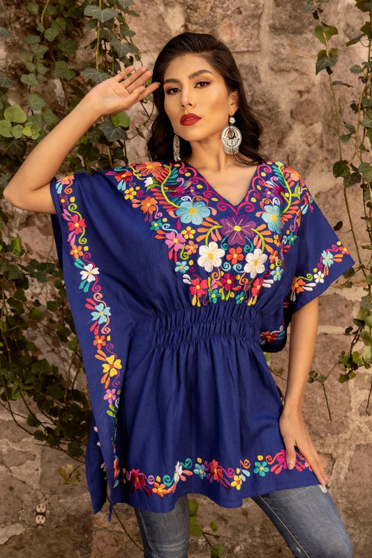 Traditional Mexican Blouse. Boho Chic. Artisanal Ethnic Top. Colorful Mexican Blouse. Floral Embroidered Blouse. Latina Style