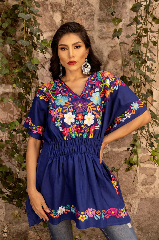 Traditional Mexican Blouse. Boho Chic. Artisanal Ethnic Top. Colorful Mexican Blouse. Floral Embroidered Blouse. Latina Style