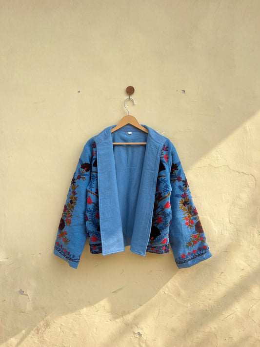 Handmade Cotton Suzani Embroidered Jacket: Women's Winter Coat