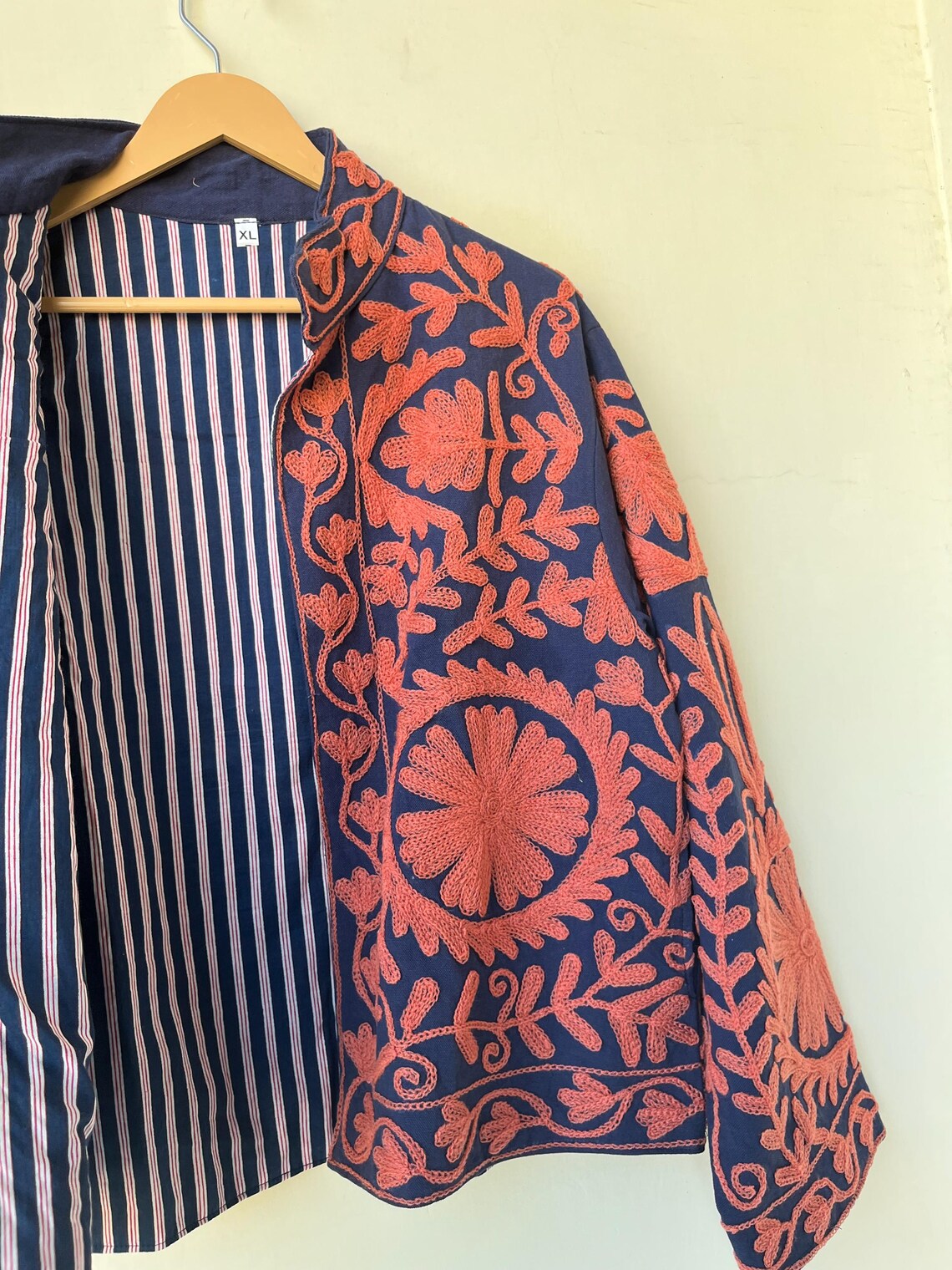 Indian Suzani Embroidery Jacket, Cotton Suzani Coat, Winter Wear Jacket Coat, Suzani Short Jacket, Hand Embroidered Jacket For Women