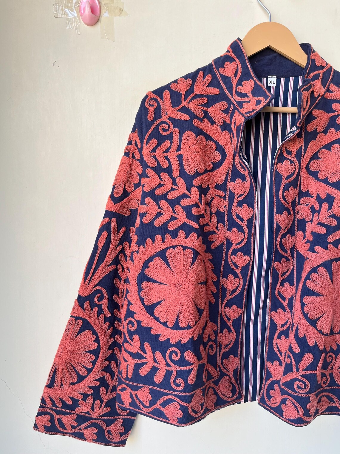 Indian Suzani Embroidery Jacket, Cotton Suzani Coat, Winter Wear Jacket Coat, Suzani Short Jacket, Hand Embroidered Jacket For Women