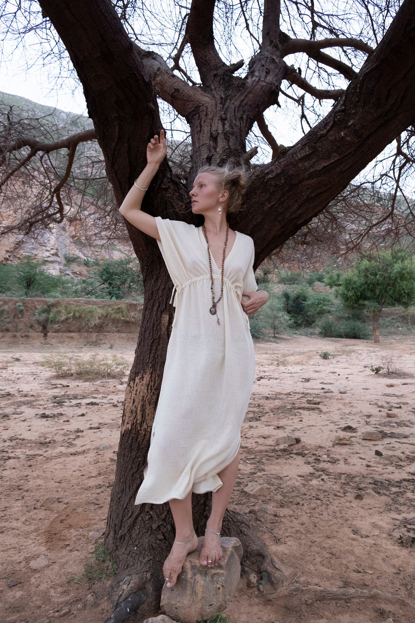 Bohemian Raw Silk kaftan - pikaru fashion - PIKARU FASHION