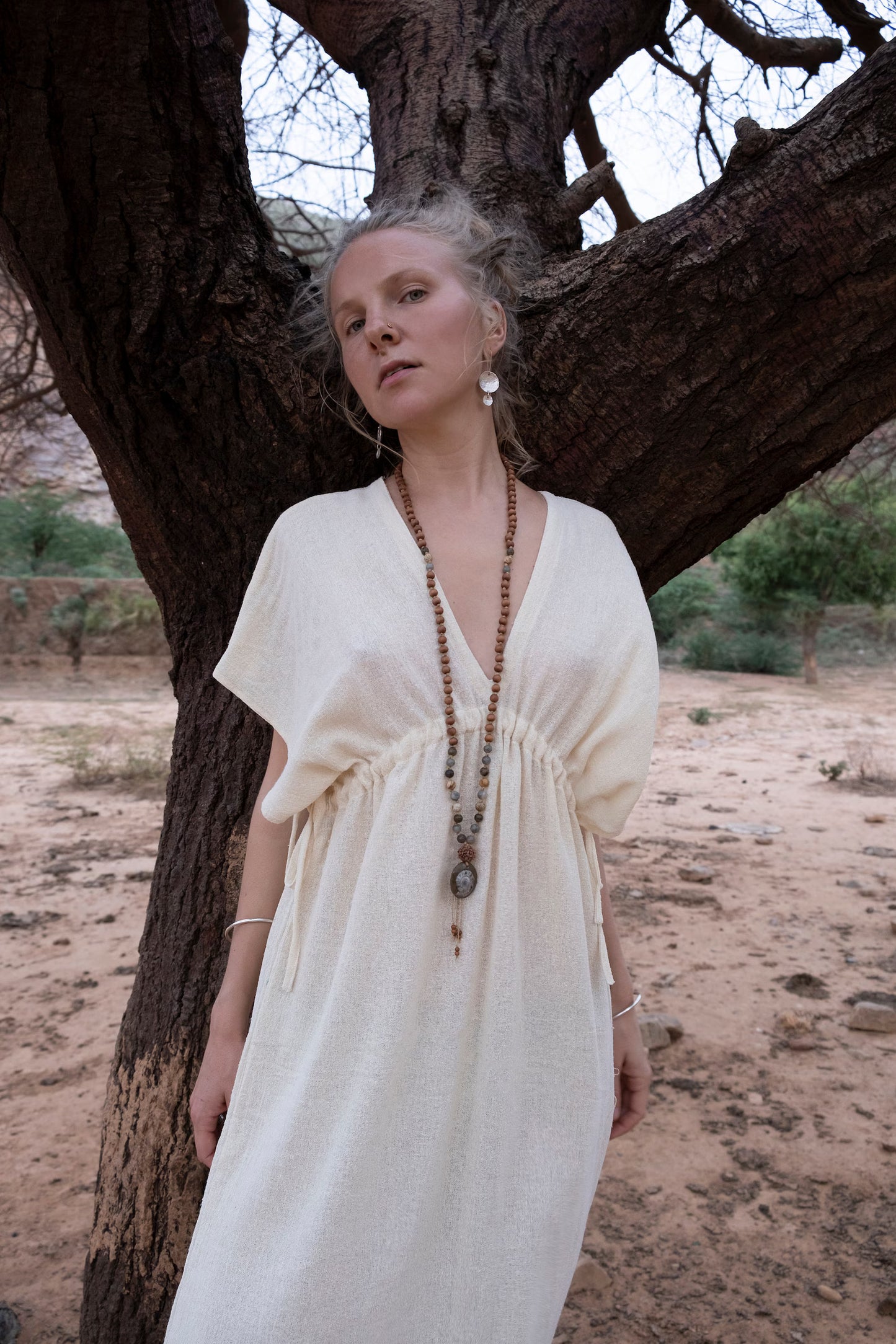 Bohemian Raw Silk kaftan - pikaru fashion - PIKARU FASHION