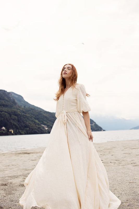 Wrap Dress Button Front - Boho Dress - PIKARU FASHION