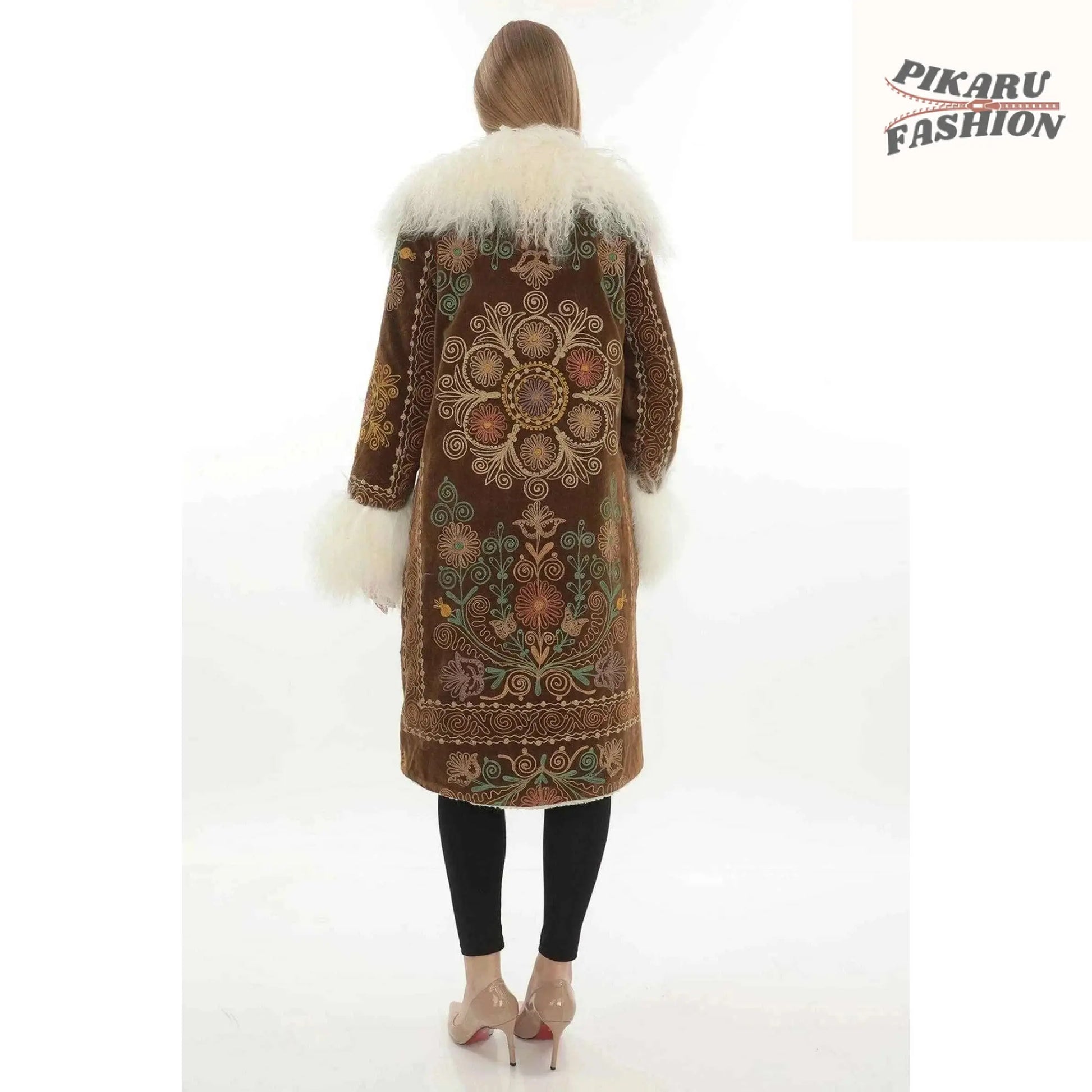 Boho Suzani Shearling Coat - PIKARU FASHION