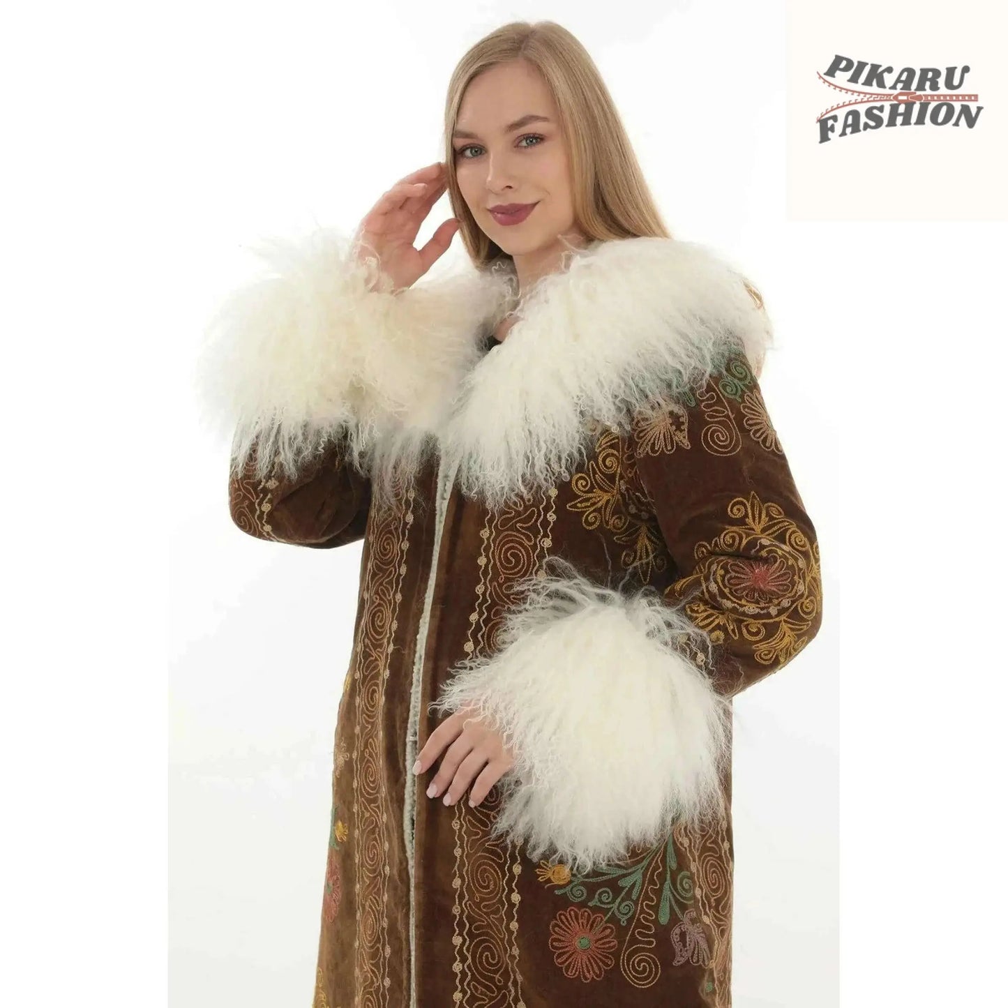 Boho Suzani Shearling Coat - PIKARU FASHION